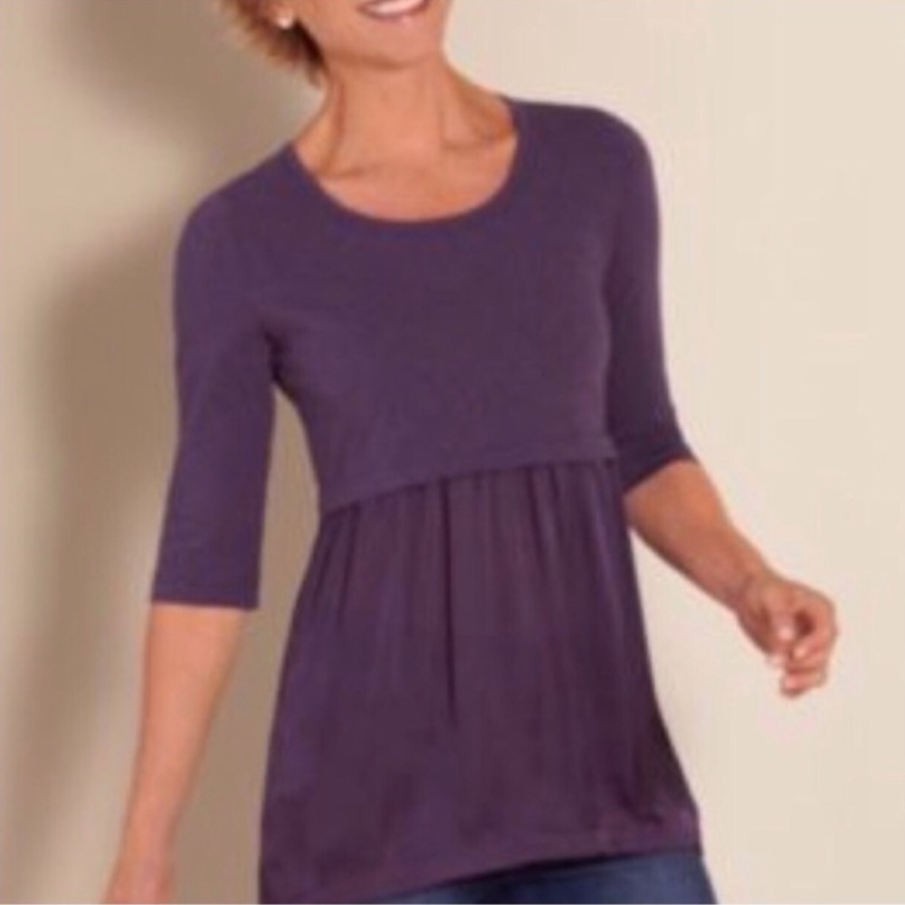 Soft Surroundings Odette Purple Satin Blouse